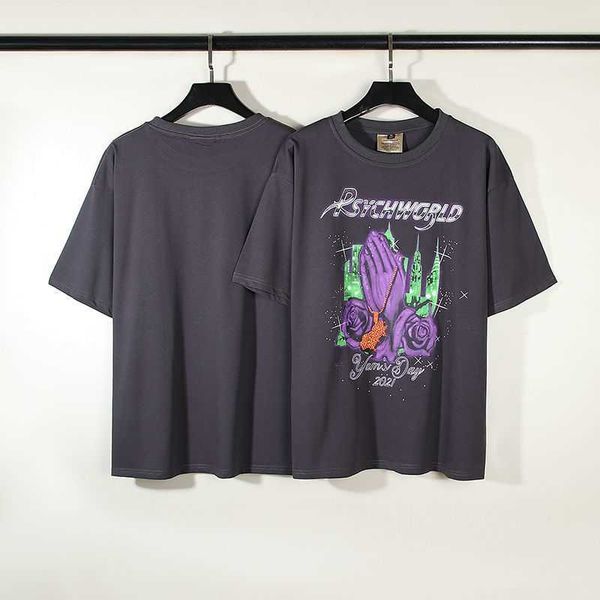 ins summer fashion brand purple rose flowers prayer gesture short sleeve washable old men's and women's casual loose t-shirt, White;black
ins summer fashion brand purple rose flowers prayer gesture short sleeve washable old men's and women's casual loose t-shirt, White;black