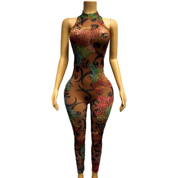 women floral print rhinestones mesh jumpsuit sleeveless skinny crystal romper elastic flower pattern leotard bar nightclub party show stage, Black;white
women floral print rhinestones mesh jumpsuit sleeveless skinny crystal romper elastic flower pattern leotard bar nightclub party show stage, Black;white