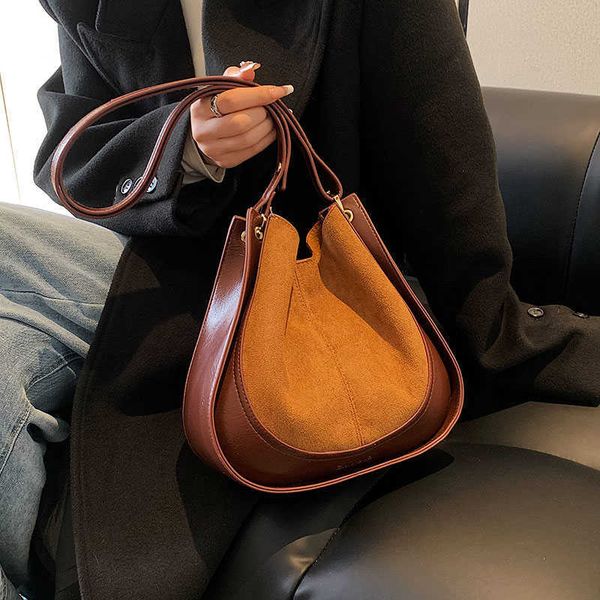 shoulder bags vintage bucket for women nubuck leather bag new in winter trend fashion handbags small 230322
shoulder bags vintage bucket for women nubuck leather bag new in winter trend fashion handbags small 230322