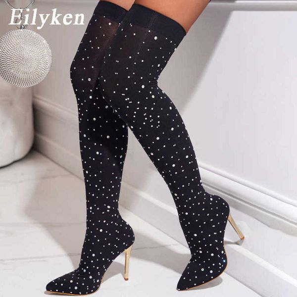 boots eilyken runway crystal stretch fabric sock over the knee boot thigh stiletto high pointed toe woman shoes zapatillas mujer 221123, Black
boots eilyken runway crystal stretch fabric sock over the knee boot thigh stiletto high pointed toe woman shoes zapatillas mujer 221123, Black