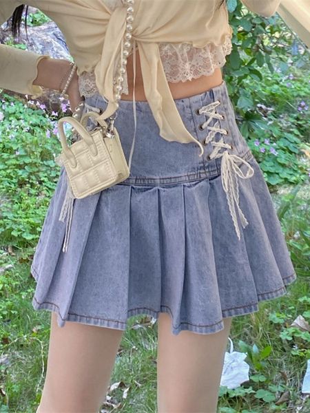 skirts houzhou cute denim pleated mini fashion women kawaii high waist lace bandage aline jeans for girls summer 230327, Black
skirts houzhou cute denim pleated mini fashion women kawaii high waist lace bandage aline jeans for girls summer 230327, Black
