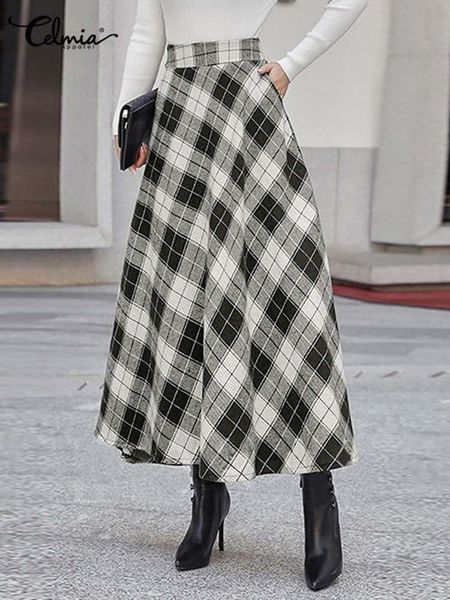 dresses celmia causal a-line jupes high waist plaid fashion lightweight long skirts spring autumn elegant ladies women maxi skirt, Black;gray
dresses celmia causal a-line jupes high waist plaid fashion lightweight long skirts spring autumn elegant ladies women maxi skirt, Black;gray