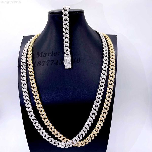 10mm width s925 with lab diamond cuban necklace moissanite chain two tone link, Silver
10mm width s925 with lab diamond cuban necklace moissanite chain two tone link, Silver