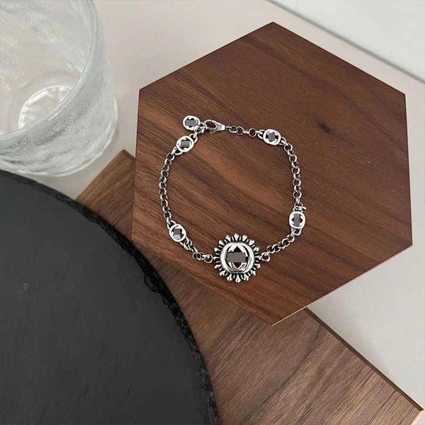 sterling silver homemade old sunflower double design bracelet network red same fashion and popular handicraft, Black
sterling silver homemade old sunflower double design bracelet network red same fashion and popular handicraft, Black