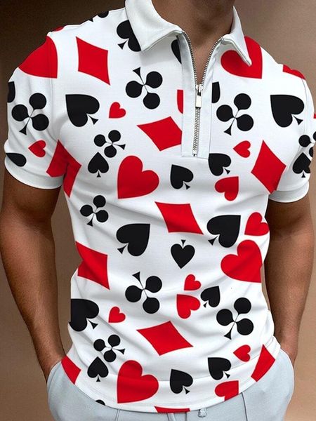 men s casual shirts summer men polo street print short sleeve mens turn down collar zipper shir 230328, White;black
men s casual shirts summer men polo street print short sleeve mens turn down collar zipper shir 230328, White;black
