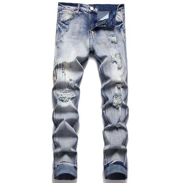 designer mens jeans pencil pant ripped hip-hop high street fashion brand cotton pants motorcycle embroidery close-fitting slim pants splash, Blue
designer mens jeans pencil pant ripped hip-hop high street fashion brand cotton pants motorcycle embroidery close-fitting slim pants splash, Blue
