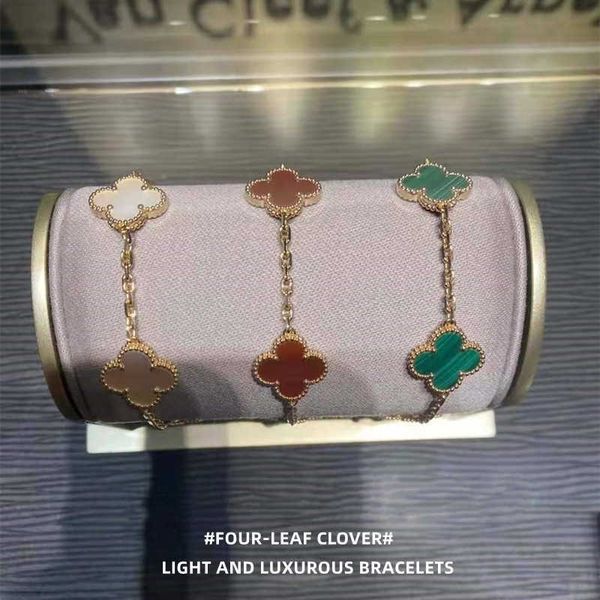 

charm bracelets necklaces lucky four-leaf clover plated with 18k rose gold five-flower gift female fashion bracelet, Golden;silver