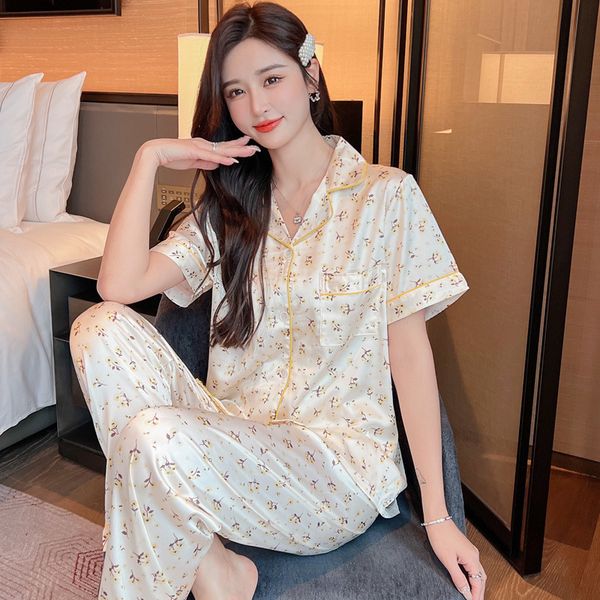 women's sleepwear women 2 piece pajamas sets print pijama faux silk satin lapel pyjama female sleepwear short sleeve shirt pants suit h, Black;red
women's sleepwear women 2 piece pajamas sets print pijama faux silk satin lapel pyjama female sleepwear short sleeve shirt pants suit h, Black;red