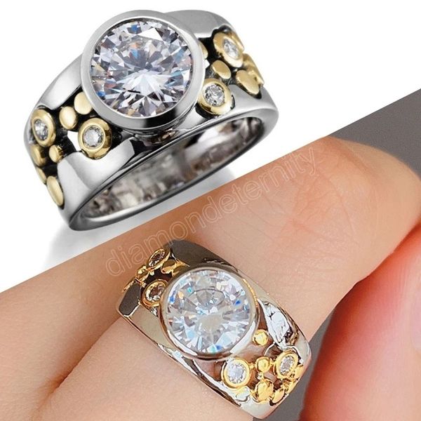personality two tone design rings for men/women luxury inlaid big round cubic zirconia couple rings gift vintage jewelry, Silver
personality two tone design rings for men/women luxury inlaid big round cubic zirconia couple rings gift vintage jewelry, Silver