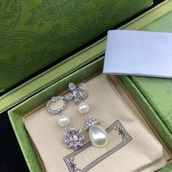 chic floral dangles diamond letters designer earrings rhinestone long pendant studs with box, Silver
chic floral dangles diamond letters designer earrings rhinestone long pendant studs with box, Silver