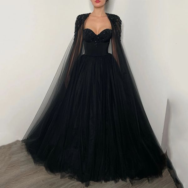 party dresses gothic wedding dress with beading detachable cape sweetheart sleeveless pearls sweep train tulle black bridal gown 230328, White;black
party dresses gothic wedding dress with beading detachable cape sweetheart sleeveless pearls sweep train tulle black bridal gown 230328, White;black