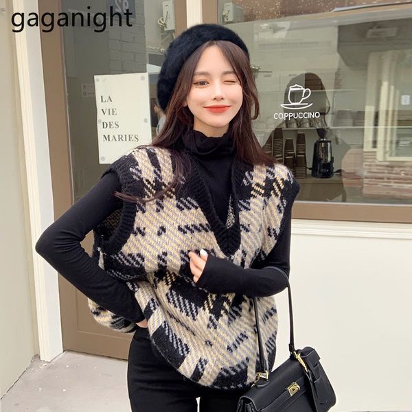women's vests gaganight women retro plaid knitted waistcoat autumn and winter outer sweater stacking sleeveless v neck female vest 2303, Black;white
women's vests gaganight women retro plaid knitted waistcoat autumn and winter outer sweater stacking sleeveless v neck female vest 2303, Black;white