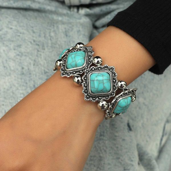 charm bracelets necklaces selling personality geometric turquoise elastic bracelet women's bohemian bracelet jewelry, Golden;silver
charm bracelets necklaces selling personality geometric turquoise elastic bracelet women's bohemian bracelet jewelry, Golden;silver