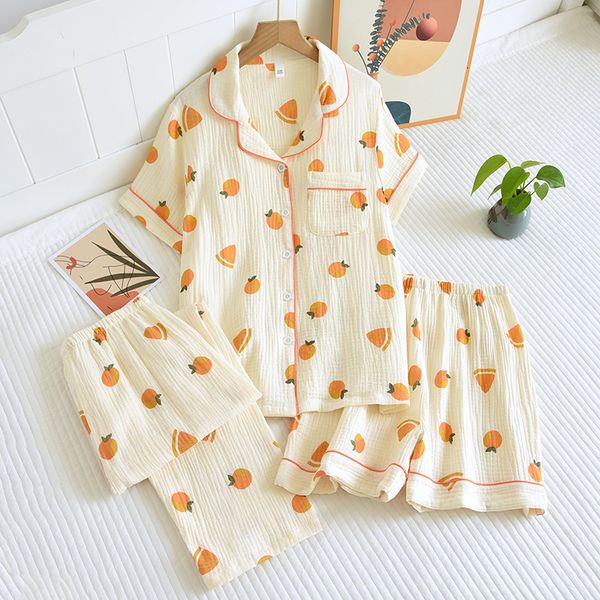 women's sleepwear summer women's sleepwear cotton crepe three-piece short sleeve shorts trousers set simple flower pajamas home se, Black;red
women's sleepwear summer women's sleepwear cotton crepe three-piece short sleeve shorts trousers set simple flower pajamas home se, Black;red
