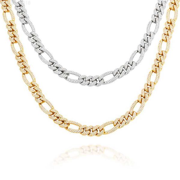 gold white rose plated hip hop cuban link chain 10mm bling necklace, Silver