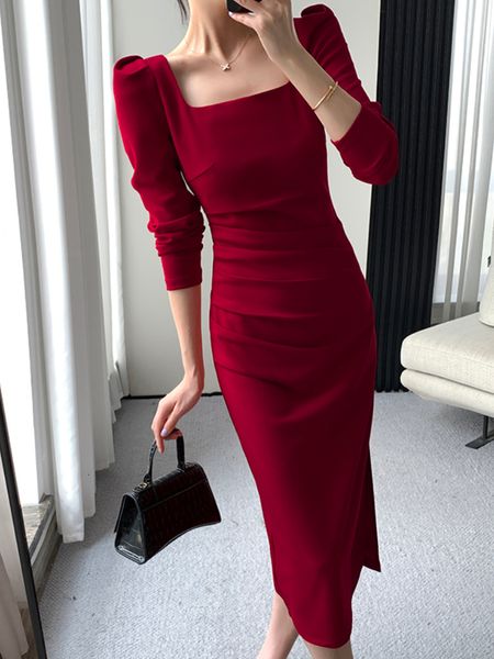 casual dresses square collar solid wedding maxi dresses for women office lady bodycon midi dress elegant korea fashion clothes autumn robe 2, Black;gray
casual dresses square collar solid wedding maxi dresses for women office lady bodycon midi dress elegant korea fashion clothes autumn robe 2, Black;gray