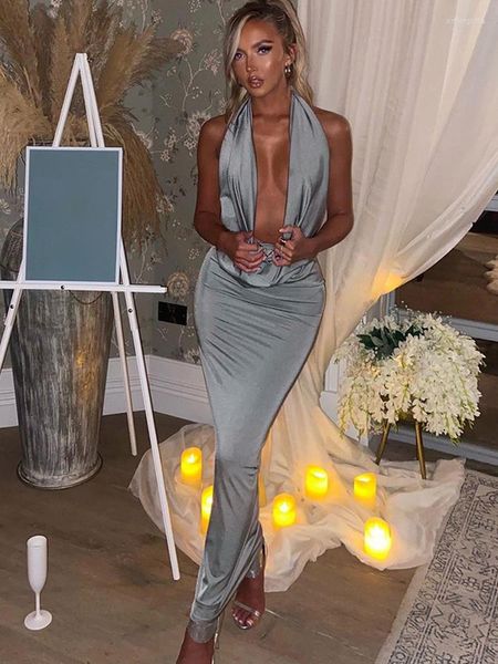 casual dresses 2023 women maxi halter satin v neck dress backless bodycon ruched party prom festival evening summer elegant, Black;gray
casual dresses 2023 women maxi halter satin v neck dress backless bodycon ruched party prom festival evening summer elegant, Black;gray