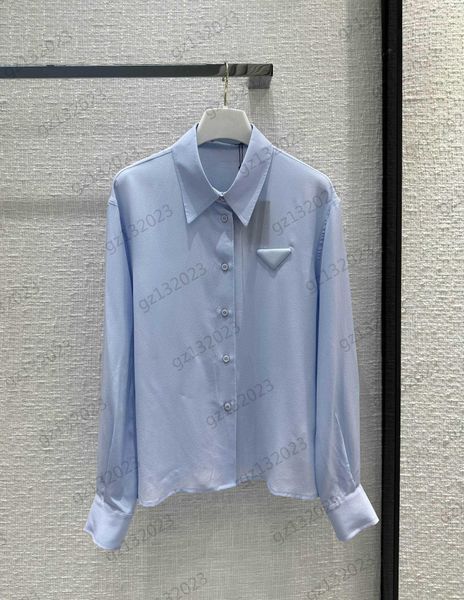 blue blouses triangle logo decorative lapel long sleeves shirts silk fabric single row button open simple joker blouses shirts for women tre, White
blue blouses triangle logo decorative lapel long sleeves shirts silk fabric single row button open simple joker blouses shirts for women tre, White