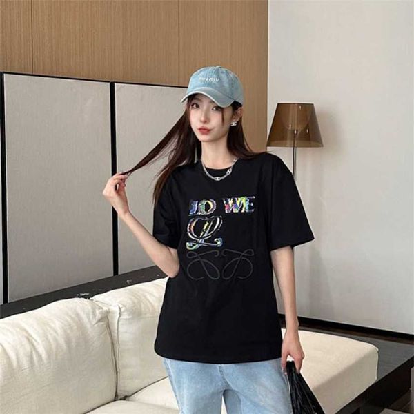 high edition luojia 2023 spring summer relaxed casual t-shirt gradient letter embroidery round neck short sleeve, Black
high edition luojia 2023 spring summer relaxed casual t-shirt gradient letter embroidery round neck short sleeve, Black