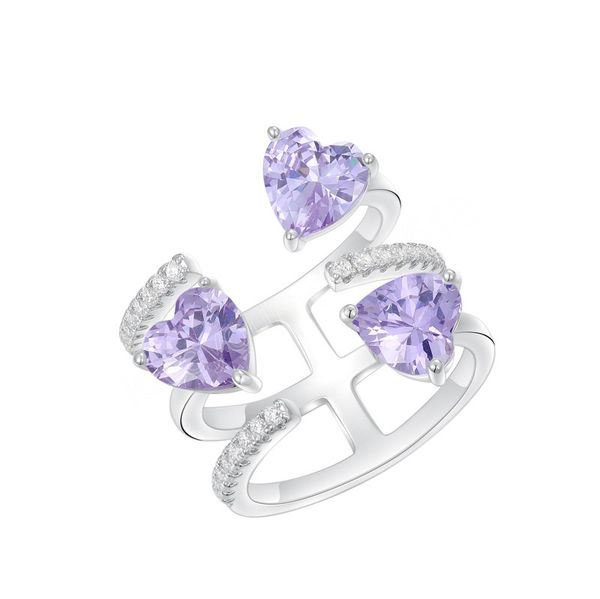 luxury heart-shaped rings for girl cute yellow/purple zircon three love heart open adjustable ring, Silver
luxury heart-shaped rings for girl cute yellow/purple zircon three love heart open adjustable ring, Silver