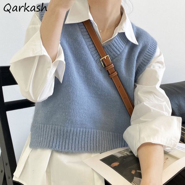 women's vests sweater vests women crops spring female ulzzang v-neck sleeveless casual solid comfortable all-match sweet knitted clothe, Black;white
women's vests sweater vests women crops spring female ulzzang v-neck sleeveless casual solid comfortable all-match sweet knitted clothe, Black;white