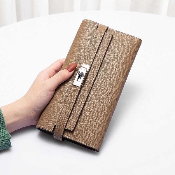 birkins leather women's wallet 2023 new long style kel money clip layer cowhide leather wallet euln