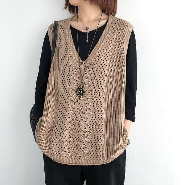 women's vests vintage hollow out knitted sleeveless sweater vest korean fashion spring autumn women loose v-neck thin casual pullover j, Black;white
women's vests vintage hollow out knitted sleeveless sweater vest korean fashion spring autumn women loose v-neck thin casual pullover j, Black;white