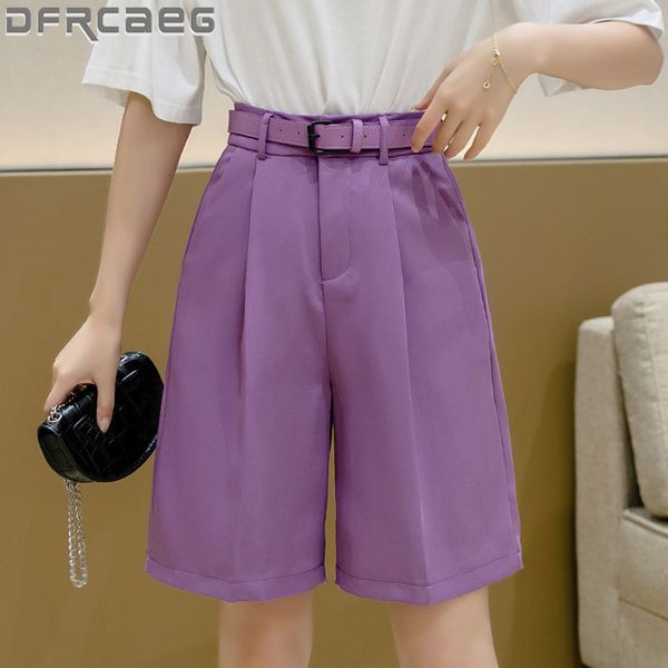 women s shorts wide leg loose bermuda for women high waist purple or black summer short pants belt quality femme 230328, White;black
women s shorts wide leg loose bermuda for women high waist purple or black summer short pants belt quality femme 230328, White;black