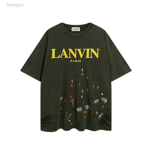 men's t-shirts 2022 summer fashion lanvin speckled letter print and women's casual short sleeve t-shirt 005n, White;black 
men's t-shirts 2022 summer fashion lanvin speckled letter print and women's casual short sleeve t-shirt 005n, White;black