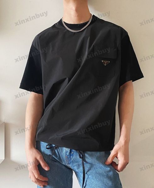 xinxinbuy men designer tee t shirt 23ss nylon pocket metal triangle label short sleeve cotton women black white blue gray khaki xs-2xl, Black;brown
xinxinbuy men designer tee t shirt 23ss nylon pocket metal triangle label short sleeve cotton women black white blue gray khaki xs-2xl, Black;brown