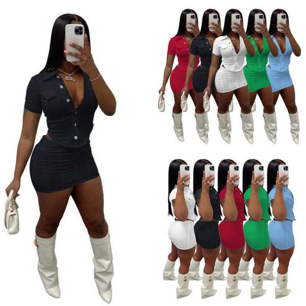 designer casual dress womens two piece dress summer double button skirt sports skirts suits 5 colours, White
designer casual dress womens two piece dress summer double button skirt sports skirts suits 5 colours, White