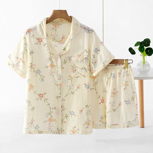 women's sleepwear summer women's pajamas short-sleeved shorts suit cotton double-layer gauze print fresh home clothes two-piece se, Black;red
women's sleepwear summer women's pajamas short-sleeved shorts suit cotton double-layer gauze print fresh home clothes two-piece se, Black;red
