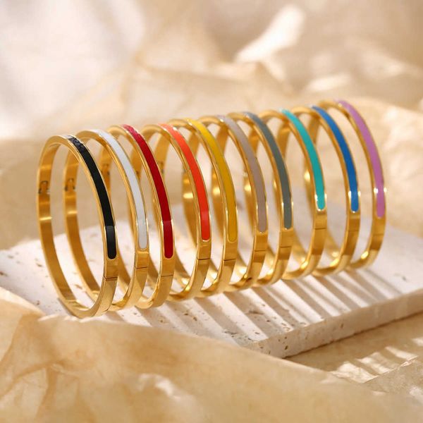 charm bracelets bangle titanium steel 4mm narrow version gold glue dropping color enamel fashion female buckle bracelet, Golden;silver
charm bracelets bangle titanium steel 4mm narrow version gold glue dropping color enamel fashion female buckle bracelet, Golden;silver