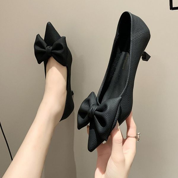 pointed high heels shoes 2023 spring and autumn new bow trend versatile pure sisterly style medium heel women shoes, Black
pointed high heels shoes 2023 spring and autumn new bow trend versatile pure sisterly style medium heel women shoes, Black