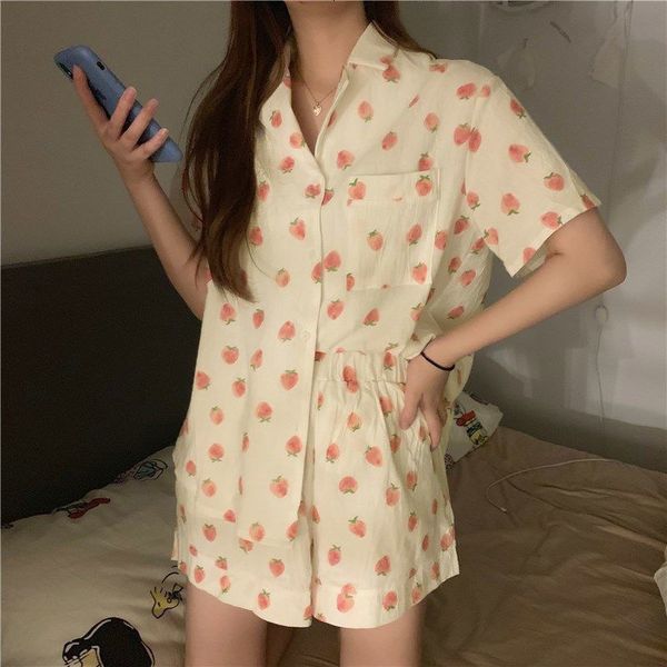 women's sleepwear strawberry women pajamas shorts set korean summer short sleeve sleepwear pijama loungewear underwear pyjamas 2 piece, Black;red
women's sleepwear strawberry women pajamas shorts set korean summer short sleeve sleepwear pijama loungewear underwear pyjamas 2 piece, Black;red