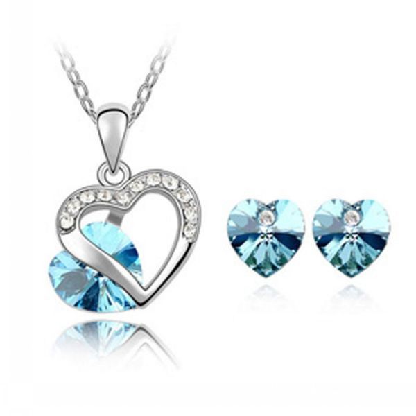 10 sets/lot heart-shaped pendant necklace ear studs jewelry suit inlaid zircon rhinestone twinkle decorate adjeustable length non fading ele, Silver
10 sets/lot heart-shaped pendant necklace ear studs jewelry suit inlaid zircon rhinestone twinkle decorate adjeustable length non fading ele, Silver