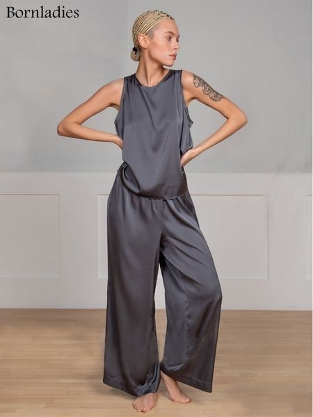 women s two piece pants bornladie pajama suit spring summer female homewear sets sleeveless crossed back vest loose trousers 230328, White
women s two piece pants bornladie pajama suit spring summer female homewear sets sleeveless crossed back vest loose trousers 230328, White