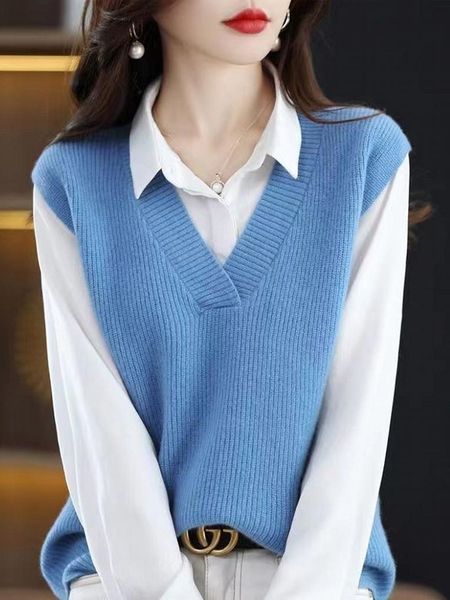 women's vests tuangbiang female sleeveless sweaters vest v-neck pullover cotton women knitted t-shirts blue elasticity french tank 230, Black;white
women's vests tuangbiang female sleeveless sweaters vest v-neck pullover cotton women knitted t-shirts blue elasticity french tank 230, Black;white