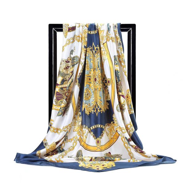 summer silk scarves shawls lady beach women print square muslim headscarf size 90*90, Blue;gray
summer silk scarves shawls lady beach women print square muslim headscarf size 90*90, Blue;gray