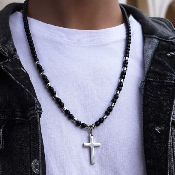 pendant necklaces new trendy stainless steel cross pendant necklace men classic handmade stone beaded necklace for men jewelry gift p230327, Silver
pendant necklaces new trendy stainless steel cross pendant necklace men classic handmade stone beaded necklace for men jewelry gift p230327, Silver