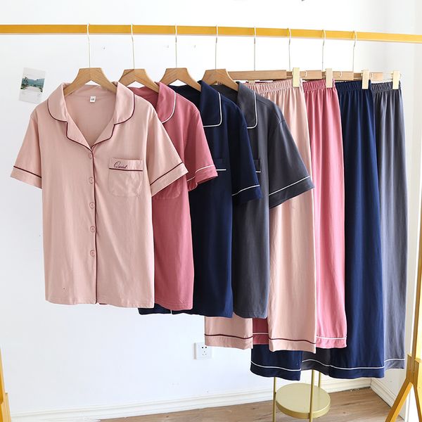 women's sleepwear spring and summer couple pajamas 2 piece short sleeve long trousers louge wear pajamas set pure cotton home service f, Black;red
women's sleepwear spring and summer couple pajamas 2 piece short sleeve long trousers louge wear pajamas set pure cotton home service f, Black;red