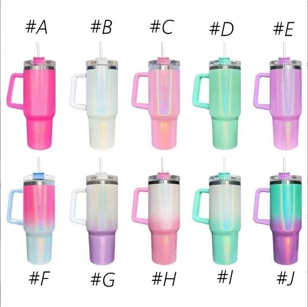 10 colors stainless steel car shimmer tumblers sublimation glitter 40oz travel coffee mugs with colorful removable handles and lids a0101
10 colors stainless steel car shimmer tumblers sublimation glitter 40oz travel coffee mugs with colorful removable handles and lids a0101