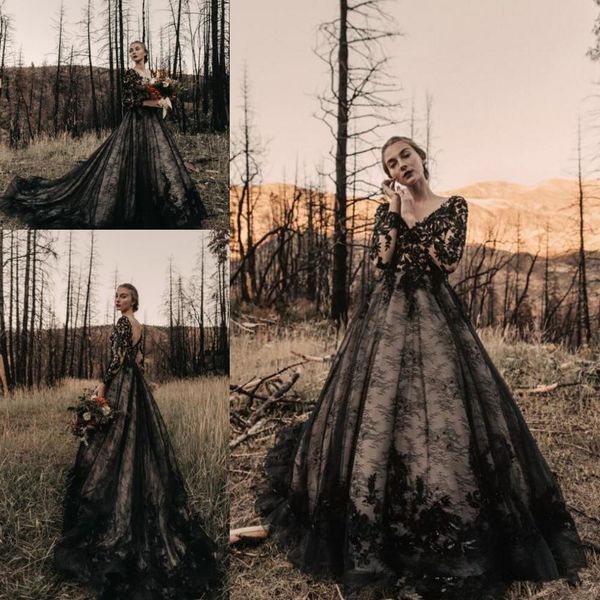 party dresses gothic black long wedding a line sleeves v neck court train vintage bridal gowns 2023 plus size vestidos de noiva 230328, White;black
party dresses gothic black long wedding a line sleeves v neck court train vintage bridal gowns 2023 plus size vestidos de noiva 230328, White;black