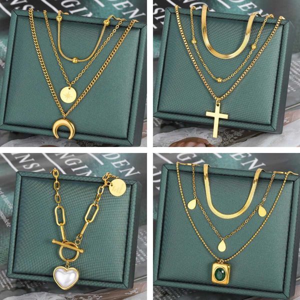 pendant necklaces trend stainless steel multilayer necklace thicken heart choker necklaces for women clavicle chain hip-hop streetwear jewel, Silver
pendant necklaces trend stainless steel multilayer necklace thicken heart choker necklaces for women clavicle chain hip-hop streetwear jewel, Silver
