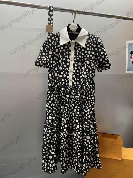 womens dresses french vintage style polka-dot print short sleeve dress splicing contrasting color polo collar corset waist slimming maxiskit, Black;gray
womens dresses french vintage style polka-dot print short sleeve dress splicing contrasting color polo collar corset waist slimming maxiskit, Black;gray