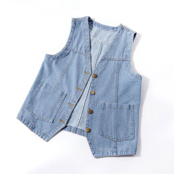 women's vests women street v-neck denim vest fashion spring summer casual sleeveless buttons loose blue jean waistcoats coat korean sty, Black;white
women's vests women street v-neck denim vest fashion spring summer casual sleeveless buttons loose blue jean waistcoats coat korean sty, Black;white