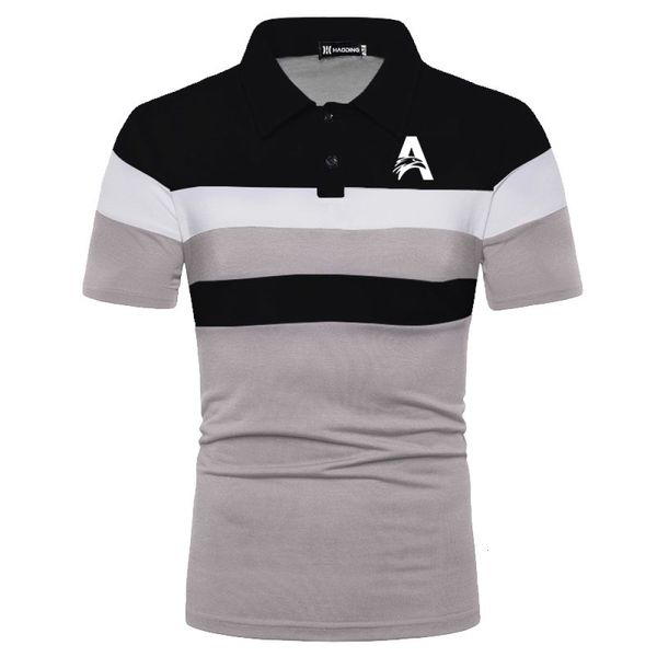 men s casual shirts summer short sleeve thin and personality stitching polo shirt 230328, White;black
men s casual shirts summer short sleeve thin and personality stitching polo shirt 230328, White;black