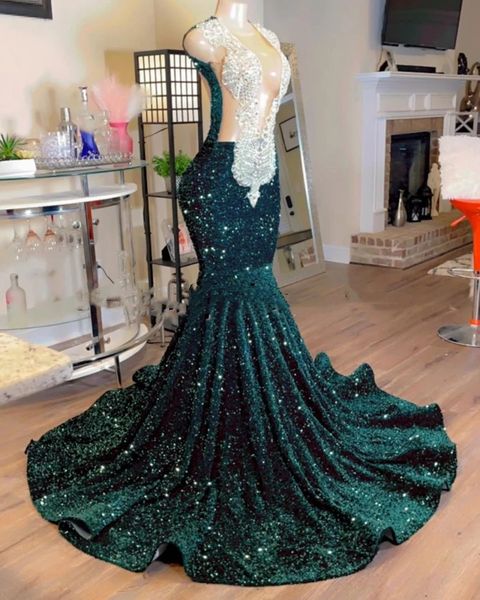 2023 prom dresses jewel neck illusion sequined lace sequins dark green crystal beads sleeveless mermaid evening party gowns special occasion, Black
2023 prom dresses jewel neck illusion sequined lace sequins dark green crystal beads sleeveless mermaid evening party gowns special occasion, Black