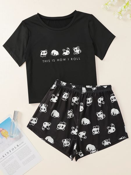women's sleepwear style women's cute cartoon panda short sleeve t shirts shorts pajama set summer comfortable sleepwear home suits, Black;red
women's sleepwear style women's cute cartoon panda short sleeve t shirts shorts pajama set summer comfortable sleepwear home suits, Black;red