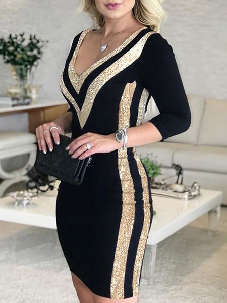 casual dresses contrast color striped tape bodycon dress women v neck long sleeve party dress 230327, Black;gray
casual dresses contrast color striped tape bodycon dress women v neck long sleeve party dress 230327, Black;gray